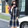 2020 Ny Höst Vinter Plaid Woolen Coat Kvinnor Lång sektion Koreansk Plus Size Slim Wool Jackor Kvinna Överrockar LJ201109