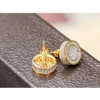 12mm Eiskurse Bling CZ Rundohrrunde Gold Silber Farbfarbe Ohrringe Schrauben Sie Mode Hip Hop Schmuck PL9TK2945