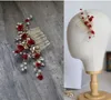 Dower me Red Floral Braut Haarschmuck Stirnband Gold Hochzeit Haarkamm Zubehör Frauen Prom Kopfschmuck Schmuck Y200409