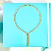 Ketting Classic Simple Hanger Kettingen Bright Diamond Sieraden 18 K Wit Vergulde Tennis Afgestudeerd geschenkdoos Accessoires met Pochette Bijoux Groothandel