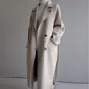 Zimowa beżowa elegancka wełniana mieszanka kobiety koreańska moda czarny długie płaszcze vintage minimalistyczny płaszcz wełniany wielbłąd oversize znosić lj200814