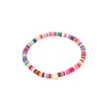 Small Gold Alloy Heart Charm Bracelets Colorful Polymer Clay Vinyl Heishi Disc Strands Stretch Bracelet Jewelry Wholesale 7pcs/set