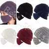 Inverno Malha Quente Beanie Reusável Lavável Face Máscaras Ao Ar Livre Esportes Mulher Máscaras de Caps Cyz2943