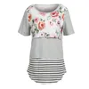 Kvinnor Maternity Toppar Amning Nursing Tees Striped Kortärmad T-shirt Tryck Blomma Vest Kläder Vår Höst 20220303 H1