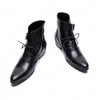 Fashion Men Pointed Toe Real Leather Short Boots Solid Buckle Formal Prom Boots Handmade Business Boots for Male
