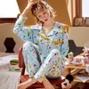 Nouveau coton vêtements de nuit pyjamas pour femmes 2 pièces Pijamas femme vêtements de nuit à manches longues pyjamas printemps vêtements de maison Y200708