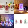 Famiglia Night Light Ornamenti per interni Babbo Natale Pupazzo di neve Modello Famiglia Camera da letto Ristorante Decorare LED Candele elettroniche Nuovo 3 2nh J2