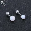 Charmantes boucles d'oreilles boule ronde vraies pierres d'opale Brinco acier percé clous d'oreille cadeau d'anniversaire pour les filles ami Bijoux17903294