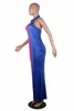 Skriva ut mångfärgad klänning Sexig öppen rygg Elegant Kvinnor Casual HXMP Tie Dye Positionering Klänningar