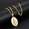 Fashion Mens 18k Gold Plated Virgin Mary Pendant Halsband Fashion Hip Jewelry Designer Link Chain Punk Men Neckor For Men Women271m