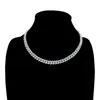 Iced Out Bling 8mm CZ Miami Cuban Link Chain Choker Halsband för kvinnor Micro Pave Women Jewelry279V