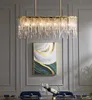 Nordic Crystal Kroonluchter Restaurant Kroonluchter Rechthoekige eenvoudige, moderne eetkamer luxe creatieve glazen lampen