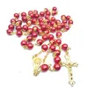 Rosario di perle dorat collana di perline gioielli croce forniture religiose cattoliche9011829
