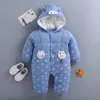 الوليد الشتاء snowsuit طفل رضيع سميكة القطن الدافئة بذلة الأطفال لطيف مقنعين رومبير إجمالي فتاة ملابس طفل معطف الملابس 201030