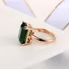 Natural Emerald Ring Zircon Diamond Rings for Women Engagement Wedding Rings with Green Gemstone Ring 14K Rose Gold Fine SMEWELLY Y314I