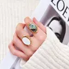 Light Luxury Niche Temperament Double-Sided Rotatable Mother-Of-Pearl Ring Female Fashion Personality Jewelry