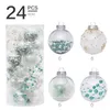 24pcs 6cm Transparent Boule De Noël Ensemble Rose Bleu Blanc Peint Filet PET Xmas Home Decor Ornement Boules Arbre Decroations 201128