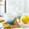 Set di tazze da caffè in ceramica creativa Tazza con manico in legno per uso domestico con coperchio Tazza in ceramica Semplice tazza d'acqua per ufficio