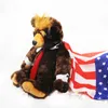 60cm Donald Trump ours en peluche jouets cool USA président ours avec drapeau mignon animal ours poupées Trump peluche peluche jouet enfants cadeaux LJ201126