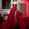 One pcs 2022 Red Arabic Aso Ebi Lace Stylish Luxurious Prom Dresses Beaded Crystals Sexy Evening Formal Party Second Reception Gowns Dress