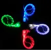 1m Cell Phone Cables TPE Led Flash Light Up Data Line Charger Glowing Android Micro USB Type c Cable