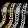 19mm 16/18/20/22/24/26 pouces couleur or Bling CZ Miami chaîne cubaine collier Bracelet bijoux pour hommes Punk bijoux chaînes lourdes