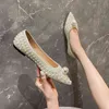 Sandaler häl pumpar skor sommar sandal kvinnor kvinnors romersk stil pearl vit fla