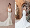 Sexy barato simples sereia vestidos de noiva espaguete cintas cetim vestidos de noiva sem costas vestido de noiva vestido de noiva personalizado robe de mariee