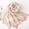 New Style Cotton and Linen Scarf Female Art Small Fresh Plant Flower Decoration Sunscreen Shawl