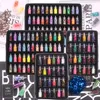 48 garrafas Colorido Colorido Nail Art Lantejoulas Glitter Nail Pó Pigmentos 3d Ultra-fino Adesivo Flocos Decorações De Manicure Set