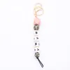 lCross Border Wholesale Beaded Food Grade Silicone Letter Keychain Pendant Key Ring Multicolor Optional