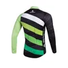 2024 Pro Mens Stripes Green Winter Cycling Jersey Ensemble de vélo de montagne à manches longues Vêtements de vélo de montagne respirant