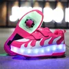 RISRICH Enfants LED chaussures à roulettes de charge usb incandescent allument des baskets lumineuses avec des roues enfants chaussures de patin à roulettes pour garçon filles LJ201027