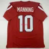 Aangepaste nieuwe Eli Manning Ole Miss Red College gestikte voetbaljersey Voeg een naamnummer toe