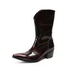 Chaussures d'hiver en cuir véritable pour hommes, bottes longues à bout pointu, classiques de Cowboy, mi-mollet, bottes occidentales, nouvelle collection