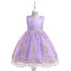 Kwiat Girl Haft Żółty Bez Rękawów Princess Dress Kids Party Wedding Birthday Suknia Ball Ubrania Kostium Dresses 3-10 BW117