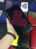 2021 Nya topp Men Long Style Paneled Spiked Clutch Women Patent Aile Leather Mixed Color Hitets Bag Clutches Lady Long Purses wit286j