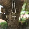 Iced Out Zircon Cross Pendant med 4mm tenniskedjans halsband Set Mens Hip Hop Jewelry Gold Silver CZ Pendant Necklace