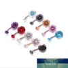 10mm Mix Crystal Zircon Anti Allergy Simple Lounger Stainless Steel Earrings Ear Nail Belly Button Rings Navel Piercing
