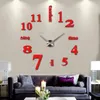 Grande orologio da parete 3D Design moderno Silenzioso Grande specchio acrilico digitale Adesivo orologio da parete autoadesivo per la decorazione del soggiorno