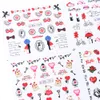 12pcs Romantic Valentines Water Decals Sliders Nail Art Decorations Stickers Sexy Lips Flower Heart Tattoo Wraps JIBN1069-1080