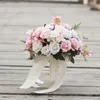 21 cm de casamento artificial de buquê Floral Bridal Rose Magnolia Daisy Pompom Decor Table Home Gift1