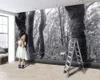 Benutzerdefinierte 3D-Tiertapete Grauer Wald Zebra 3D-Tapete Innendekorative Seiden-3D-Wandtapete