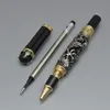الفاخرة جينهاو القلم جودة عالية الأسود الذهبي الفضة التنين النقش الأسطوانة الكرة القلم مكتب اللوازم المدرسية الكتابة خيارات سلسة