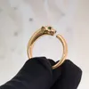 Ring uit de Panthere-serie luxe merk officiële reproducties Topkwaliteit 925 sterling zilver 18 K vergulde cheetah-ringen merkontwerp ne261F