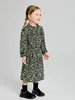 Toddler Girls Allover Print Frilled Neck Bishop Sleeve Dress SHE