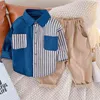 Småbarns pojke vår och höst långärmad tröja + byxor två-bitar kostym tjejer kläder outfit set barn boutique designer kläder g220310