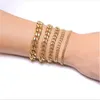 3mm-11mm Mens 14K Gold Plated Bracelet Women Cuban Link Chains Stainless Steel Curb Silver Black Color Wrist Bracelets