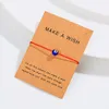 20pcs/lot Make a Wish Blue Evil Eye Woven Paper Card Bracelet Women Adjustable Lucky Red String Bracelets Femme New Fashion Jewelry