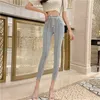 Leggings taglie forti da donna Pantaloni a vita alta con elastico in vita Fasciatura tascabile Leggins Pantaloni skinny jeans casual donna 201223